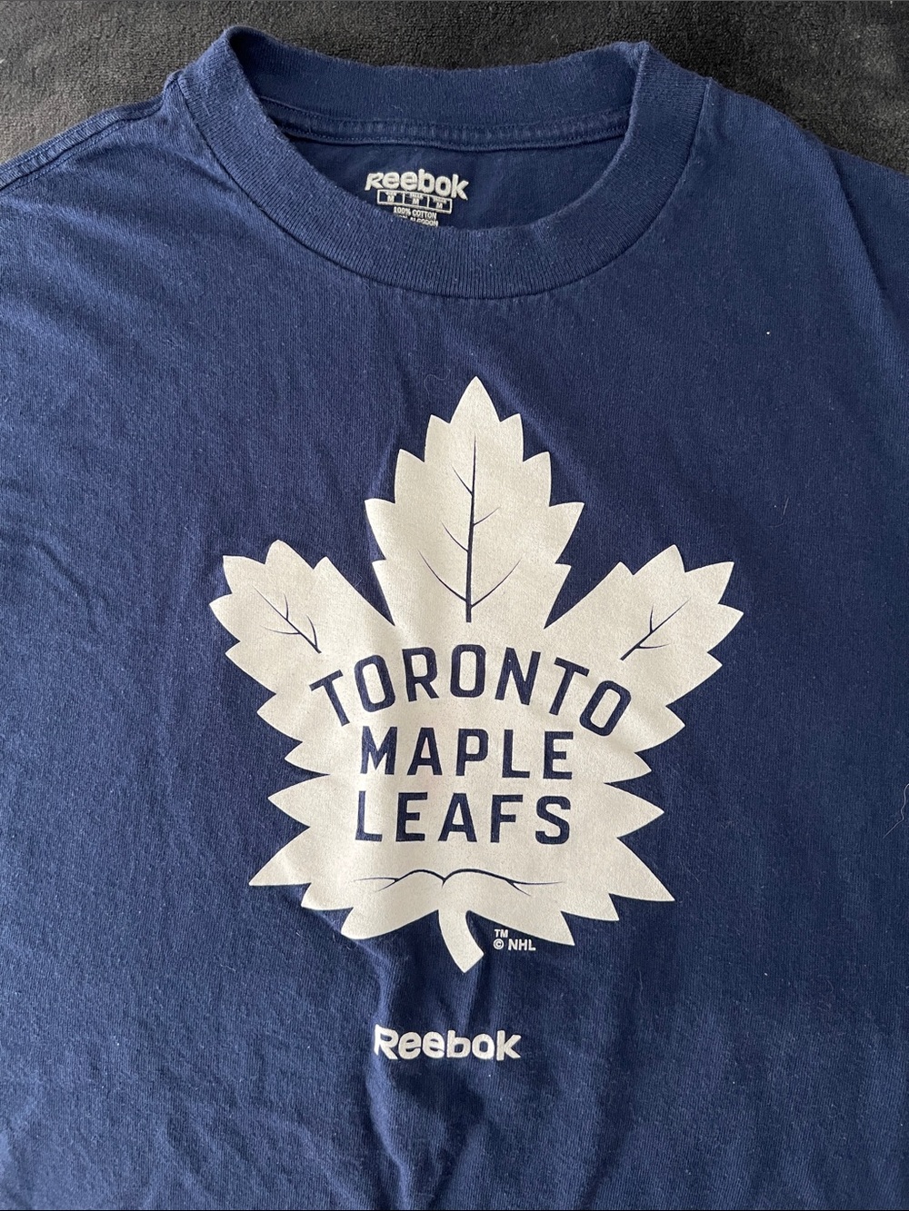 Reebok Navy Toronto Maple Leafs Graphic Tee with White Logo
